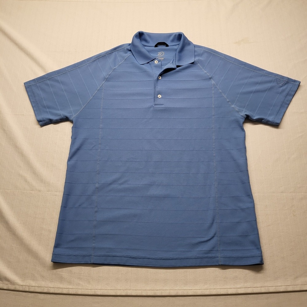 Zero Restriction Tour Series Golf Polo Shirt Mens Large Blue Polyester Outdoor